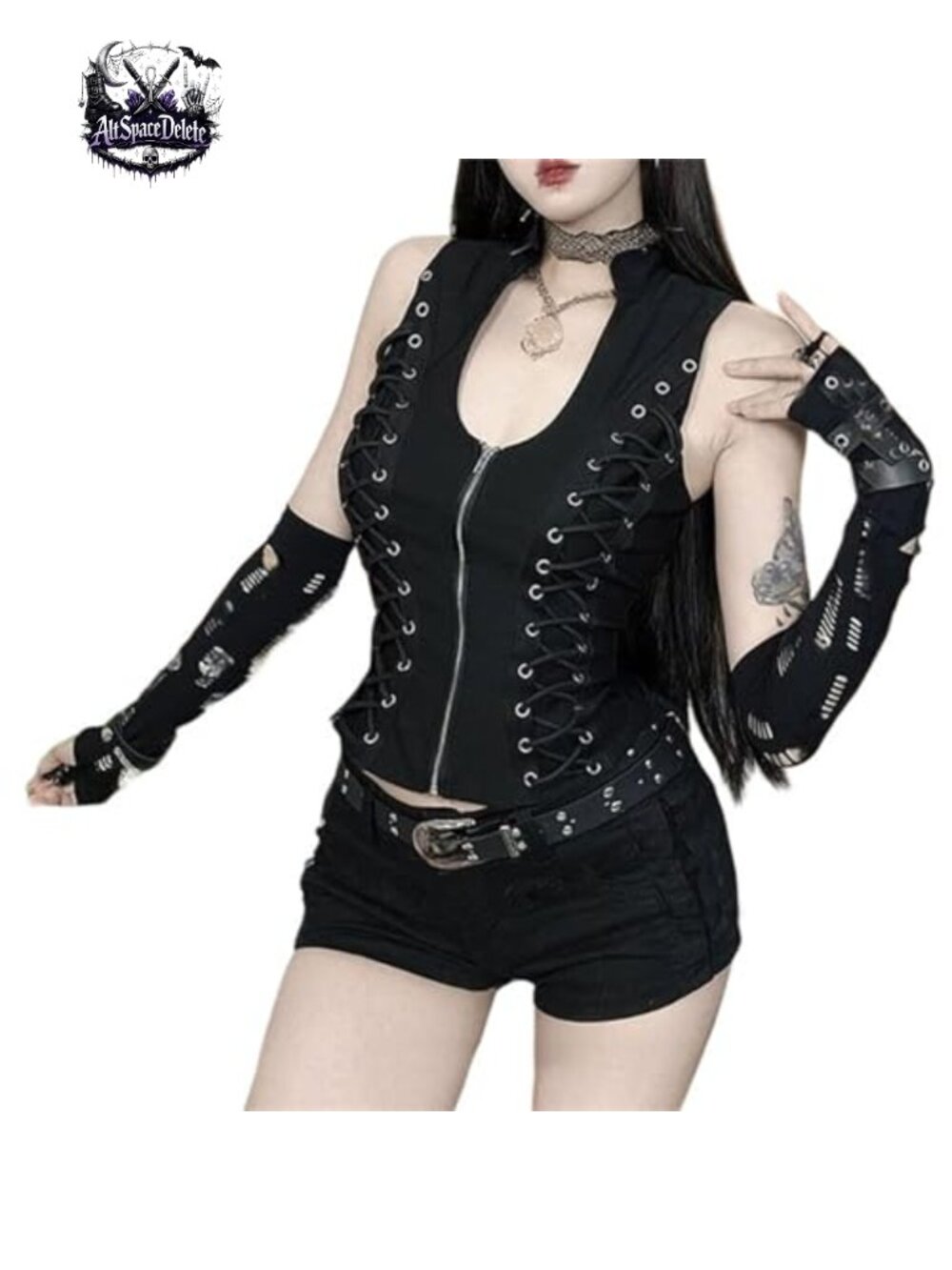 Wide Strap Sleeveless Scoop Neck Tank Tops Grunge Edgy